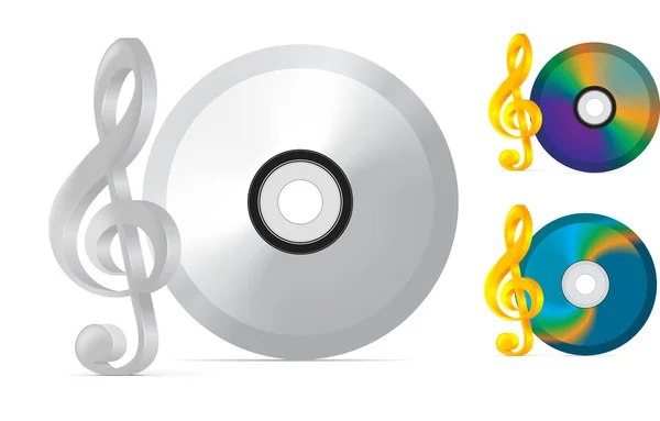 Compact disc met treble clef — Stockvector