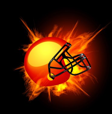 American football helmet in fire clipart