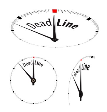 White clock with word Deadline on its face clipart