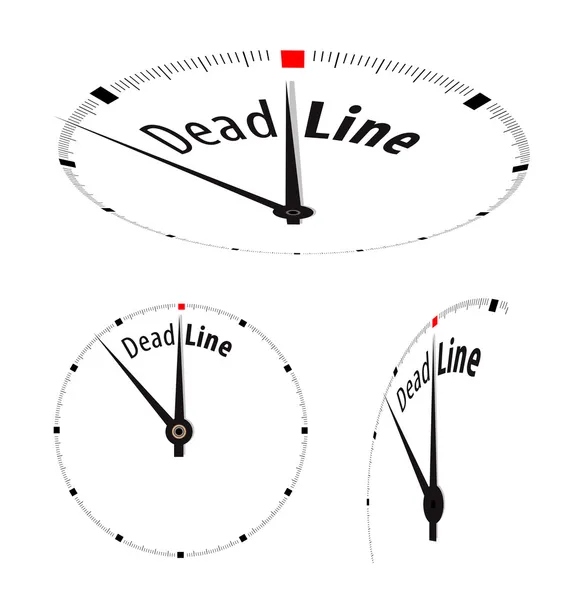Horloge blanche avec date limite de mot sur son visage — Image vectorielle