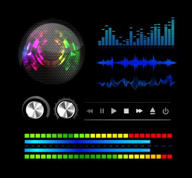 Sound waves set clipart