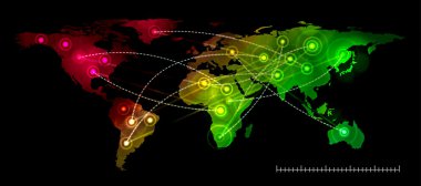 Illustration world map. Concept communication. clipart