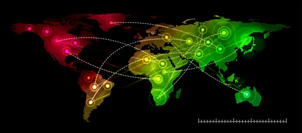Απεικόνιση παγκόσμιου χάρτη. έννοια επικοινωνίας. — Διανυσματικό Αρχείο