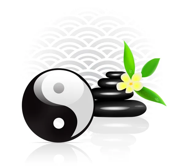 Feng shui achtergrond met yin yang symbool — Stockvector