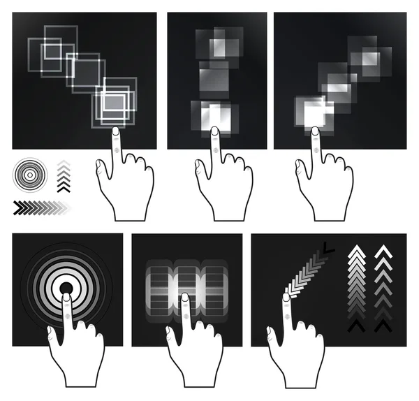 Gestos de pantalla táctil, interfaz — Archivo Imágenes Vectoriales