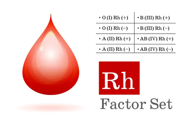Rh 因子和血滴 — 图库矢量图片