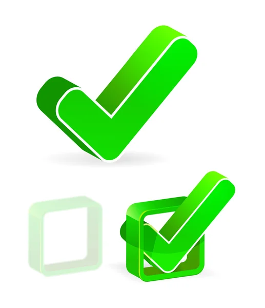Zelené zaškrtávací políčko se zaškrtnutím — Stockový vektor