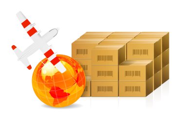 üzerine beyaz bir uçak ile Karton paketler