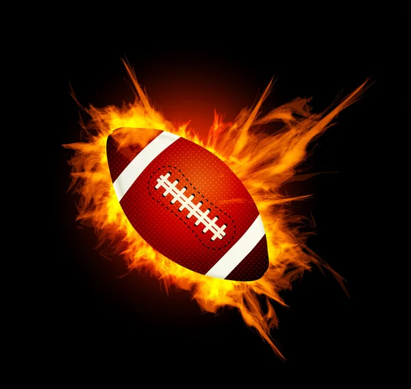 Realistic American football in the fire — Stock Vector