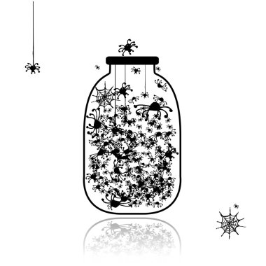 Spiders in jar for your design clipart