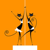 anmutige Katzen tanzen, Vektorillustration für Ihr Design