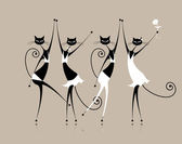 anmutige Katzen tanzen, Vektorillustration für Ihr Design