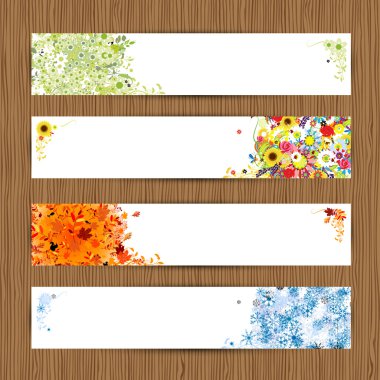 Four seasons - spring, summer, autumn, winter. Banners with place for your text