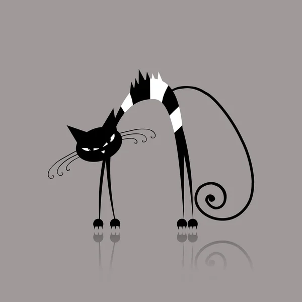 Tasarımınız için kızgın çizgili kedi — Stok Vektör