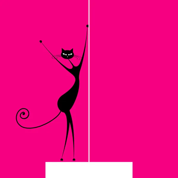 優雅な猫ダンス、設計のためのベクトル図 — ストックベクタ