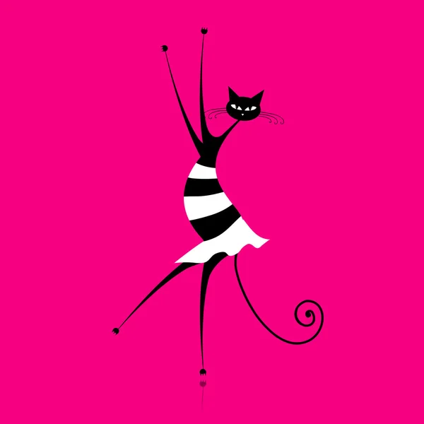 Graceful cat dancing, vector illustration for your design — Stock Vector