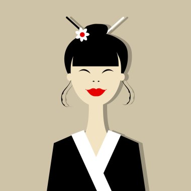 Asyalı kadın portre tasarımınız için