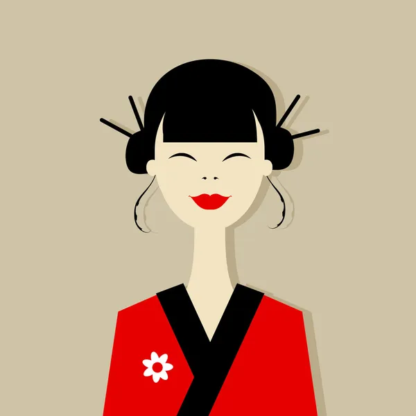Азиатский женский портрет для вашего дизайна — стоковый вектор