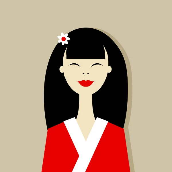 Retrato de mujer asiática para su diseño — Vector de stock