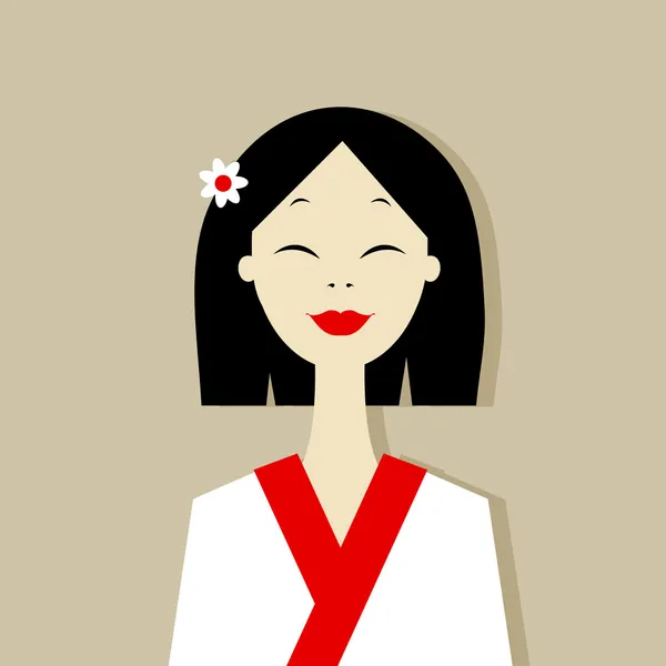 Aziatische vrouw portret voor uw ontwerp — Stockvector