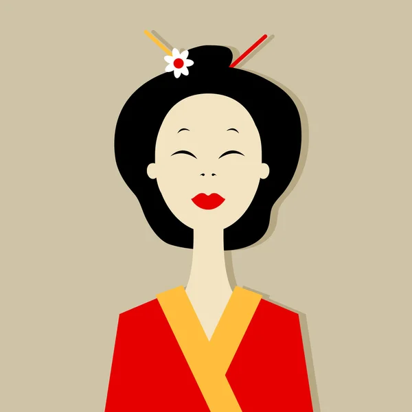 Asyalı kadın portre tasarımınız için — Stok Vektör