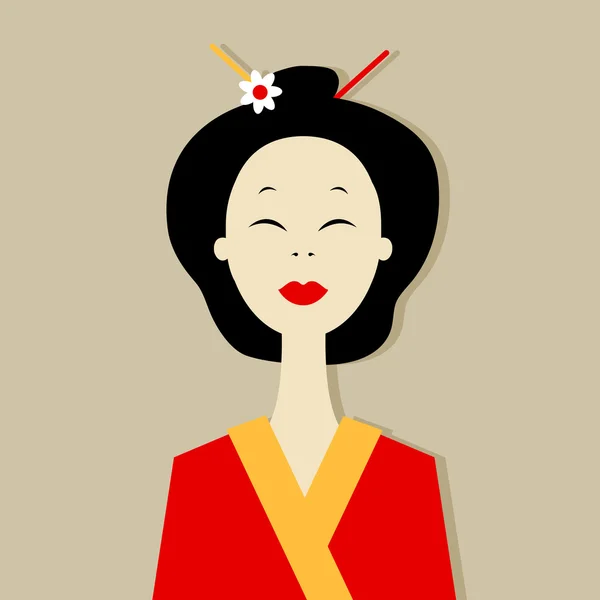 Portrait de femme asiatique pour votre conception — Image vectorielle