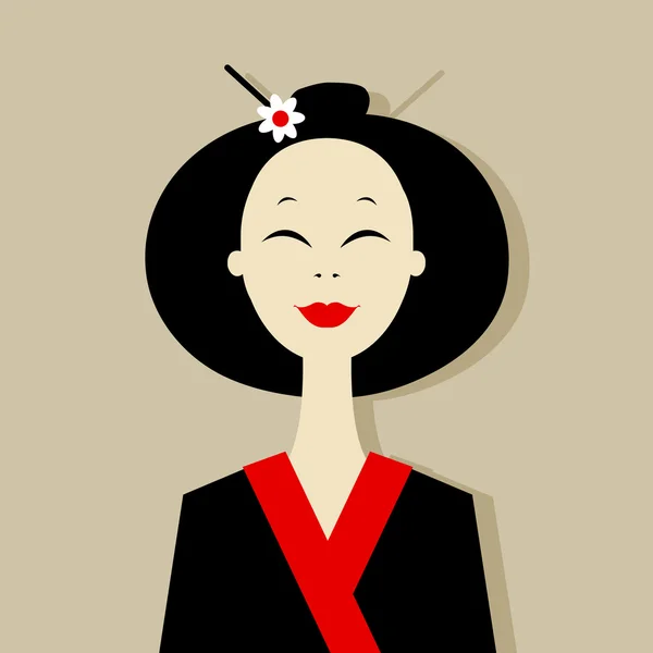 Asyalı kadın portre tasarımınız için — Stok Vektör