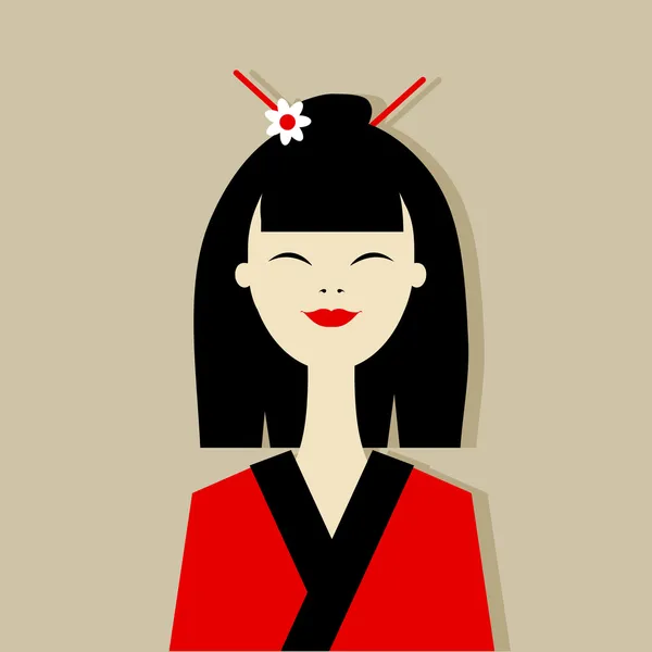 您设计的的亚裔女子肖像 — 图库矢量图片