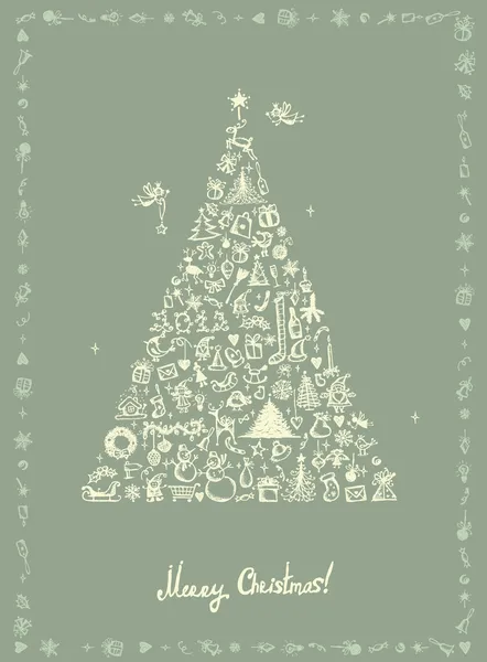 Tarjeta de Navidad, dibujo de boceto para su diseño — Archivo Imágenes Vectoriales