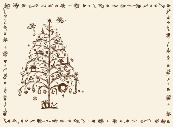 Vánoční přání, skica, kresba pro návrh — Stockový vektor