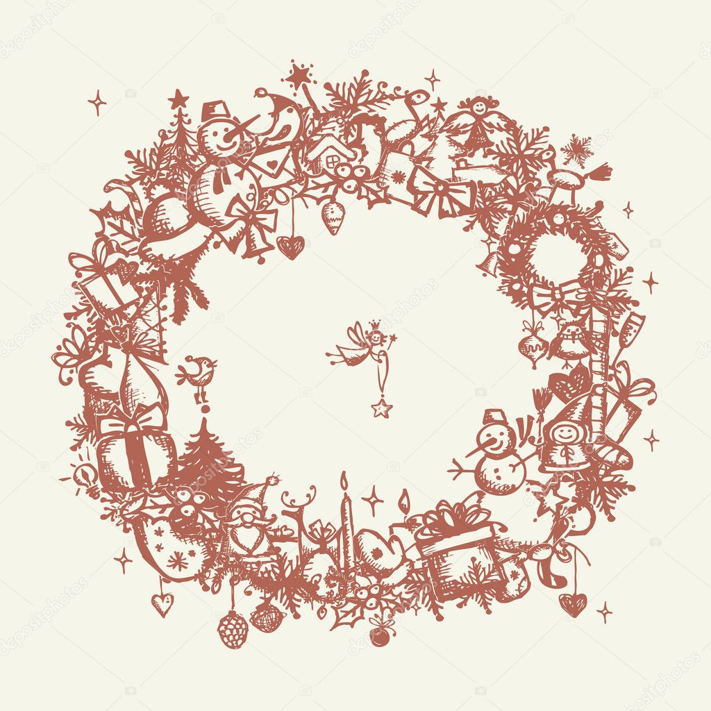 Christmas frame, sketch drawing for your design