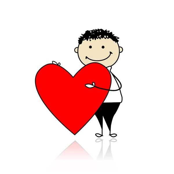 Χαριτωμένο αγόρι με την καρδιά του Αγίου Βαλεντίνου, θέση για το κείμενό σας — Διανυσματικό Αρχείο