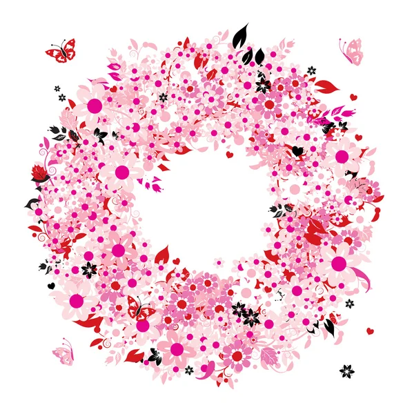 Couronne florale pour votre design — Image vectorielle