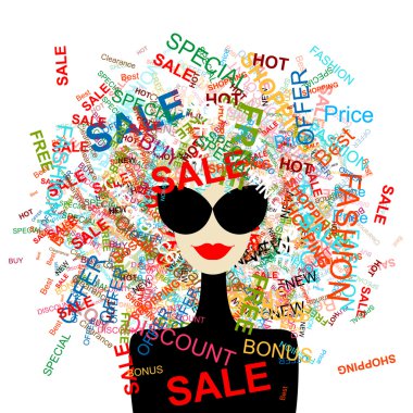 I love sale! Fashion woman with shopping concept for your design clipart