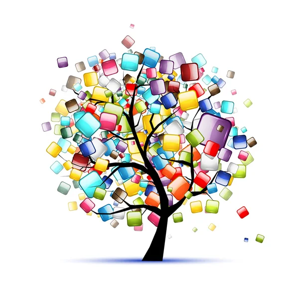 Boutons Web brillants sur l'arbre pour votre conception — Image vectorielle