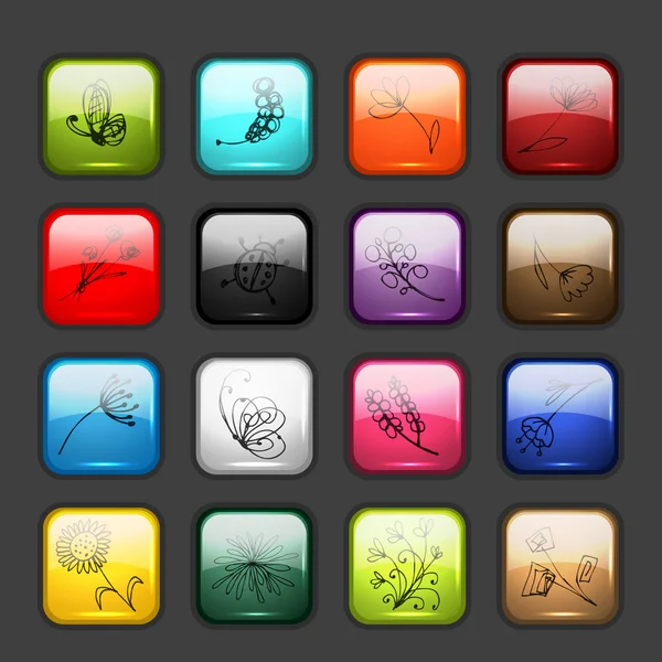 Conjunto de ícones de botão brilhante para o seu design — Vetor de Stock