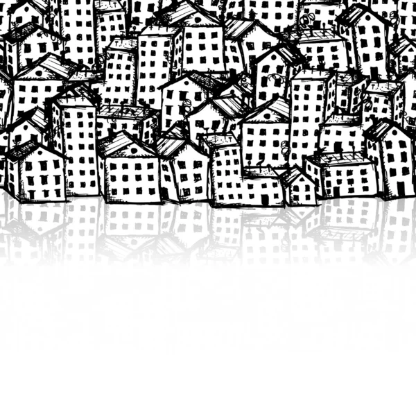 Schizzo della città, sfondo senza soluzione di continuità per il vostro disegno — Vettoriale Stock