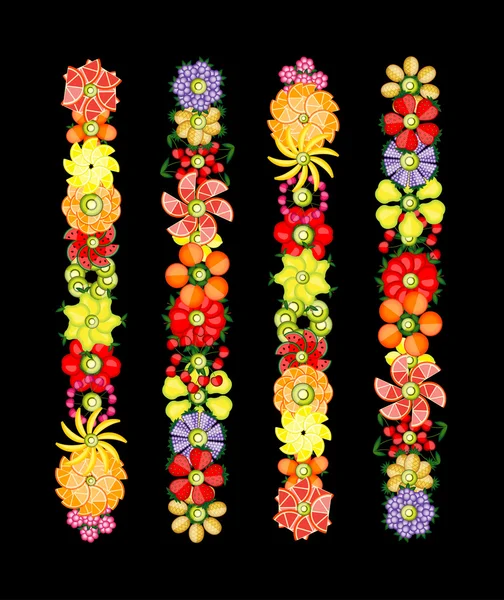 Flower design set made from fruits — Stock Vector