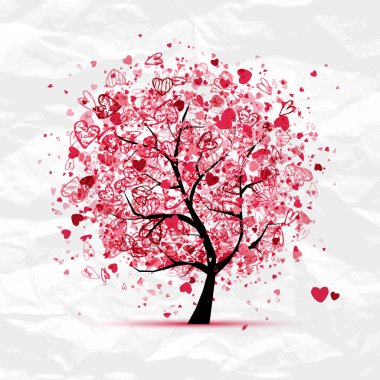 Valentine tree with hearts for your design clipart