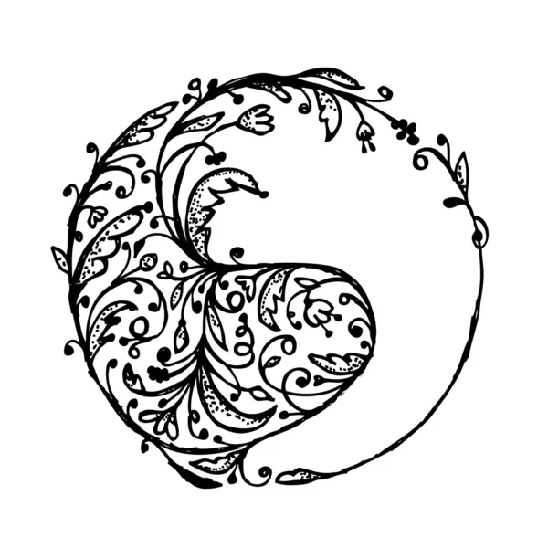 Yin ヤン記号、あなたのデザインのためのスケッチ — ストックベクタ