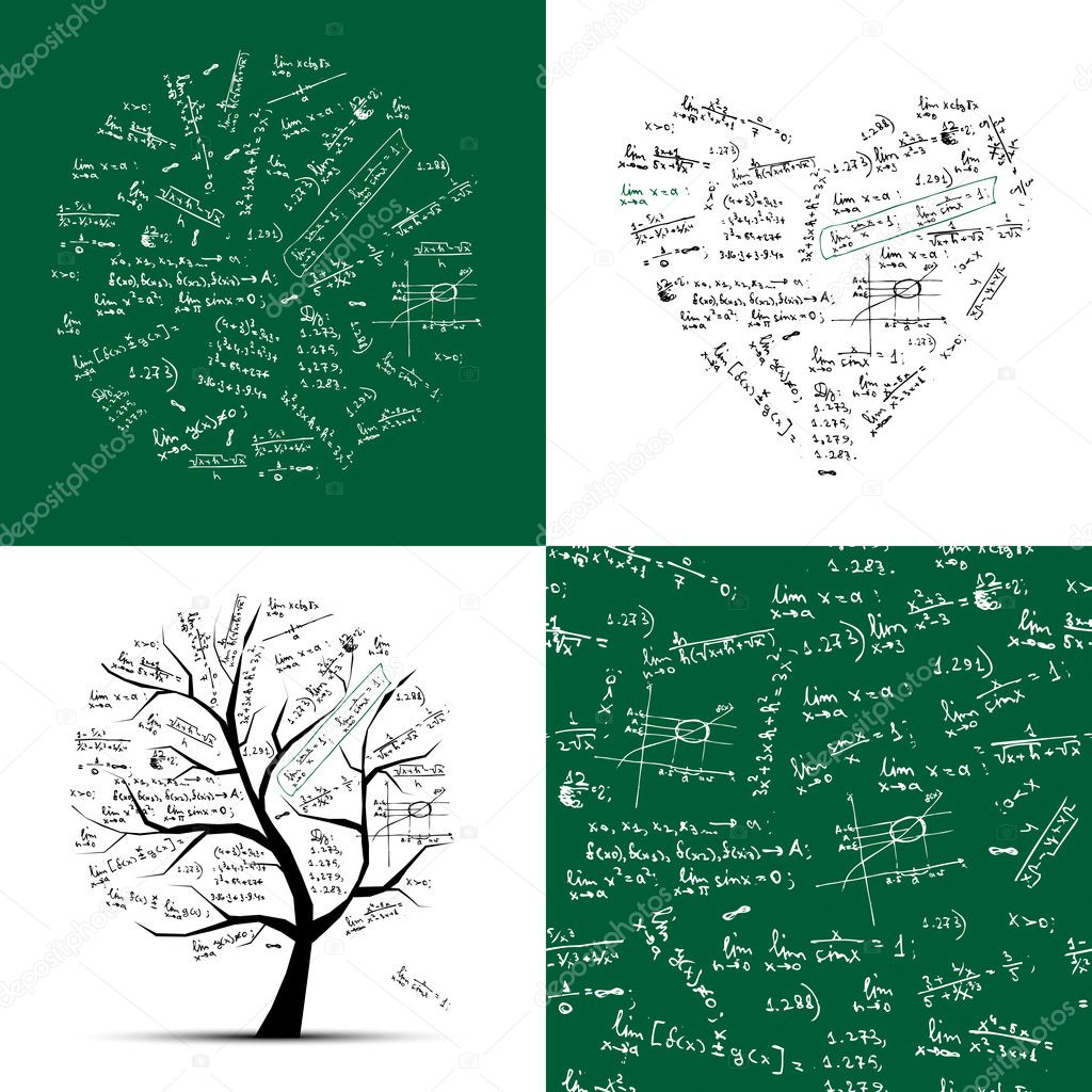 Math collection: frame, tree, seamless background
