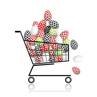 Pile of eggs in shopping cart for your design clipart