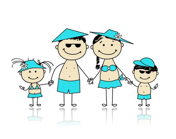 Yaz tatili. tasarımınız için mutlu bir aile — Stok Vektör