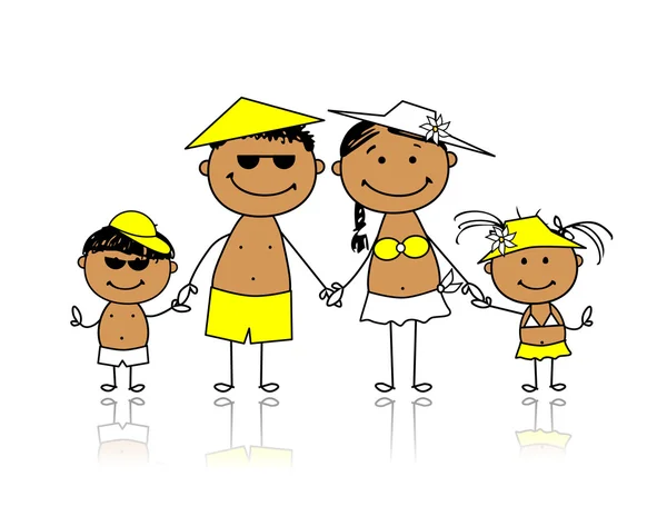 Sommarlovet. lycklig familj för din design — Stock vektor