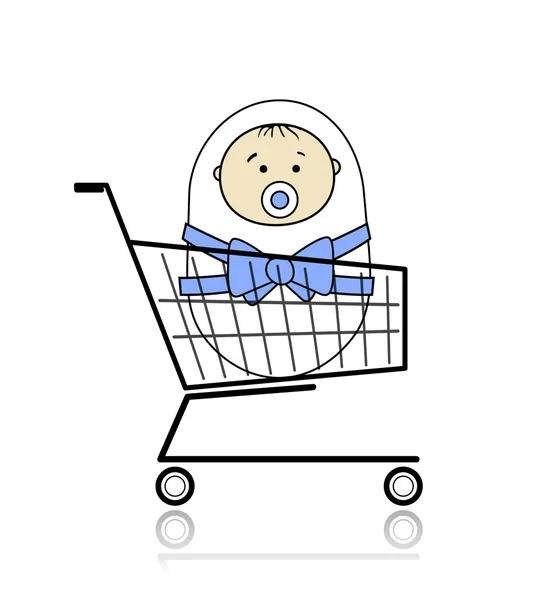 Bebê na cesta — Vetor de Stock