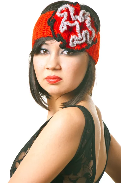 Woman in the retro hat — Stock Photo, Image