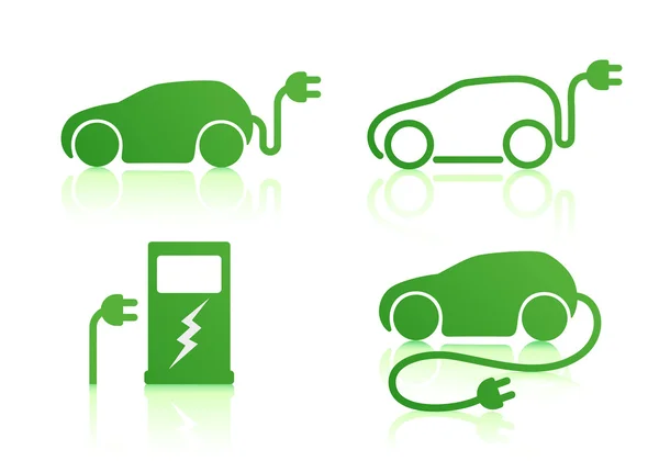 Iconos de coches eléctricos — Vector de stock