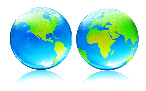 Glossy Earth Map Globes — Stock Vector