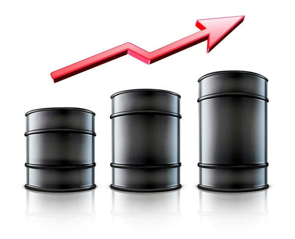 Três barris de óleo de metal preto — Vetor de Stock