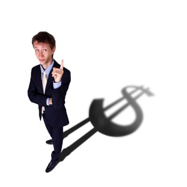 Businessman with shadow as a currency symbol clipart